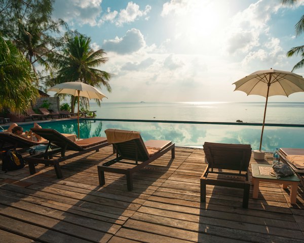 Luxury hotel room with sea view