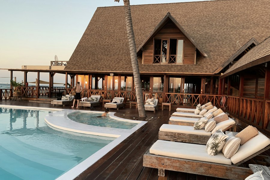 Seven Hotels resort pool and palm trees